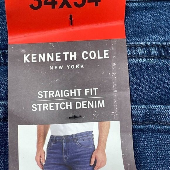 Kenneth Cole Mens Straight Fit Blue Denim Jeans New York Style 34x34 a0241 - Picture 8 of 10